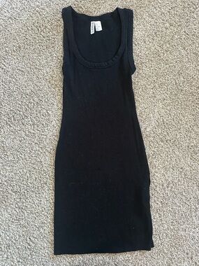 H&M Black Ribbed Tank Dress small
